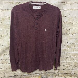 Abercrombie & Fitch Heathered Purple Soft Henley T Shirt Top